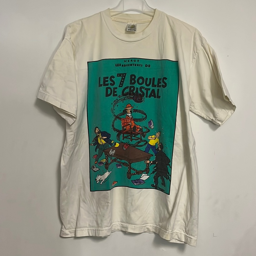 Vintage Tintin 90s Shirt Adult Extra Large White Comic Cartoon